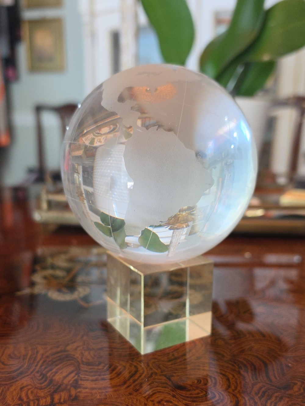 Crystal Globe Paperweight in Clear and Frosted White